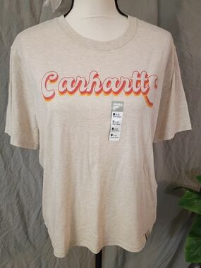 Carhartt Men’s Cream Graphic Logo Short-Sleeve T-Shirt